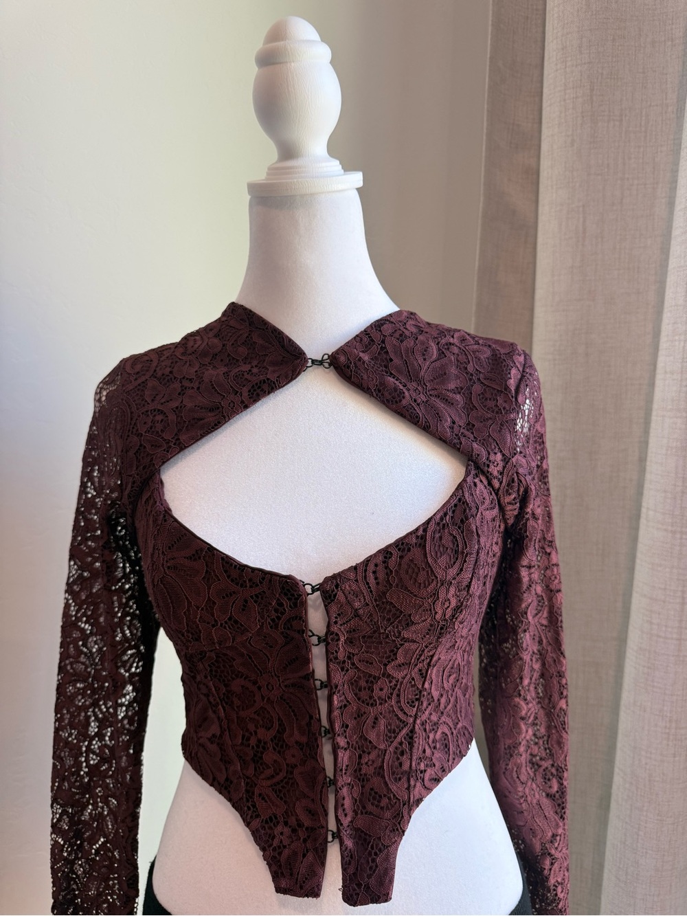 AFRM Lace Cutout Long Sleeve Bustier Top